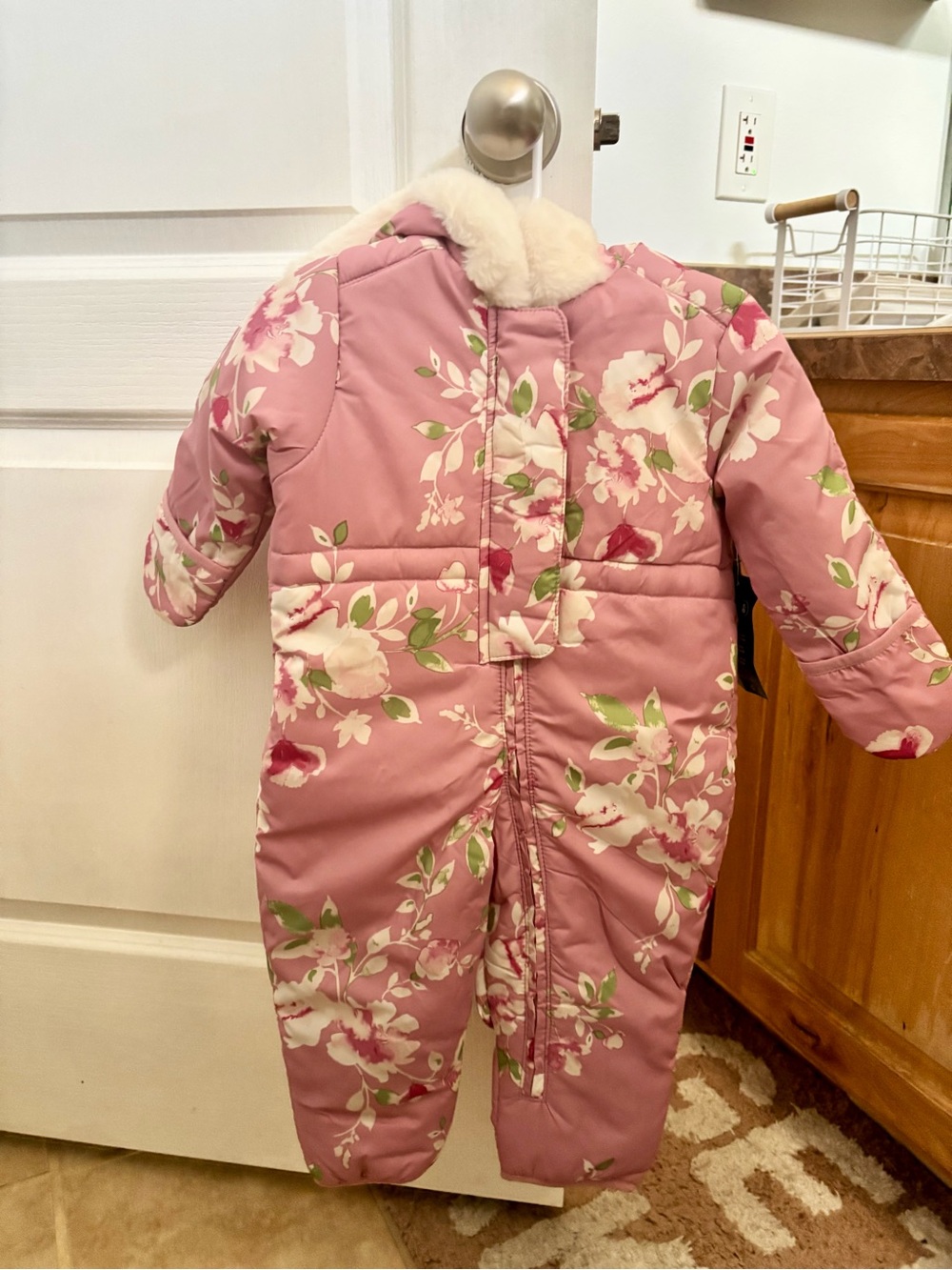 NWT Pink Floral Baby Snowsuit
